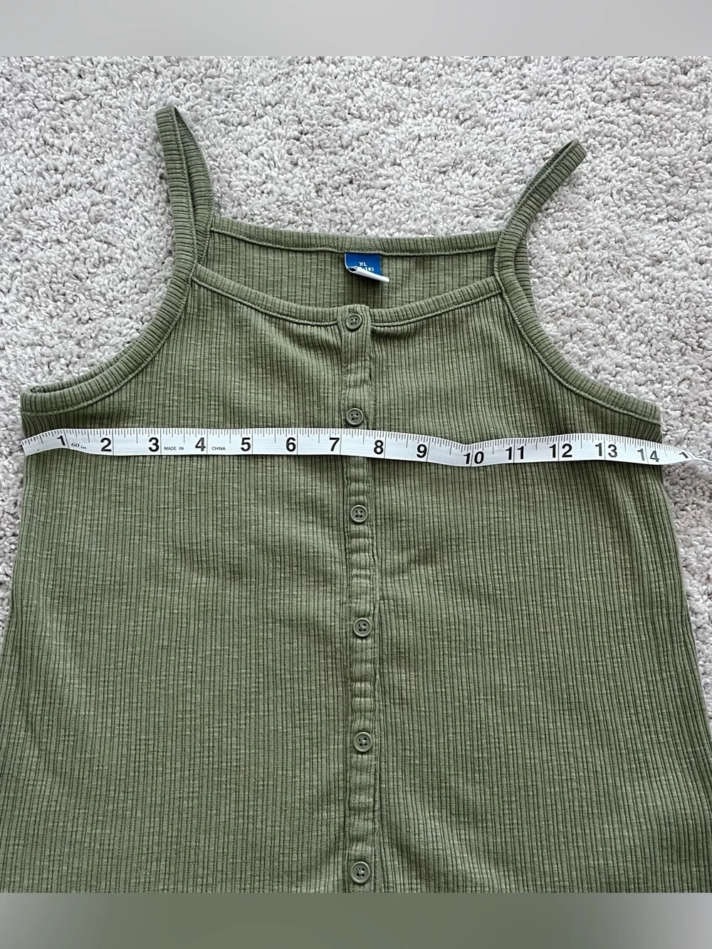 Old Navy Olive Green Ribbed Button-Front Tank Top